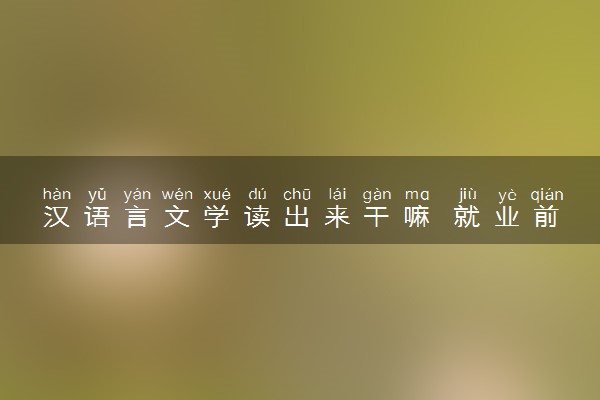 汉语言文学读出来干嘛 就业前景怎么样