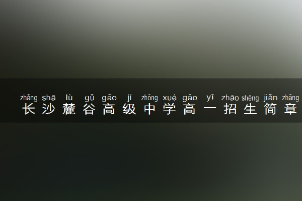 长沙麓谷高级中学高一招生简章