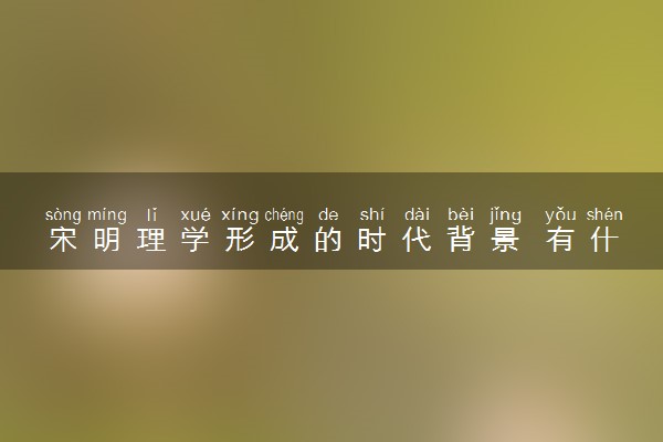 宋明理学形成的时代背景 有什么影响