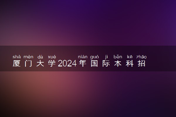 厦门大学2024年国际本科招生简章