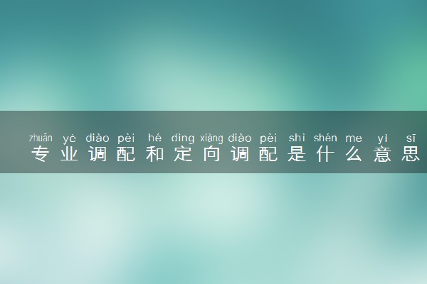 专业调配和定向调配是什么意思 有啥区别