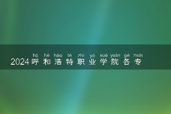 2024呼和浩特职业学院各专业录取分数线及位次 各省录取最低分是多少