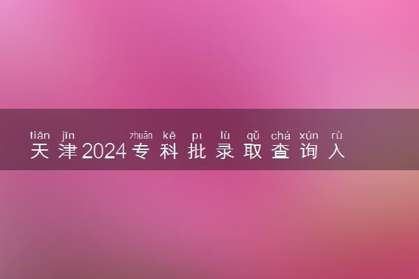 天津2024专科批录取查询入口官网 怎么查录取结果