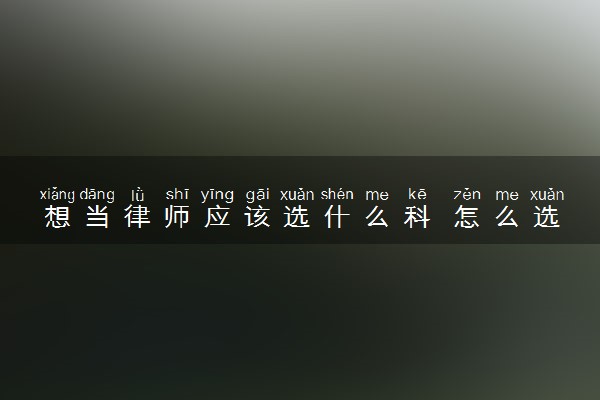 想当律师应该选什么科 怎么选科比较好